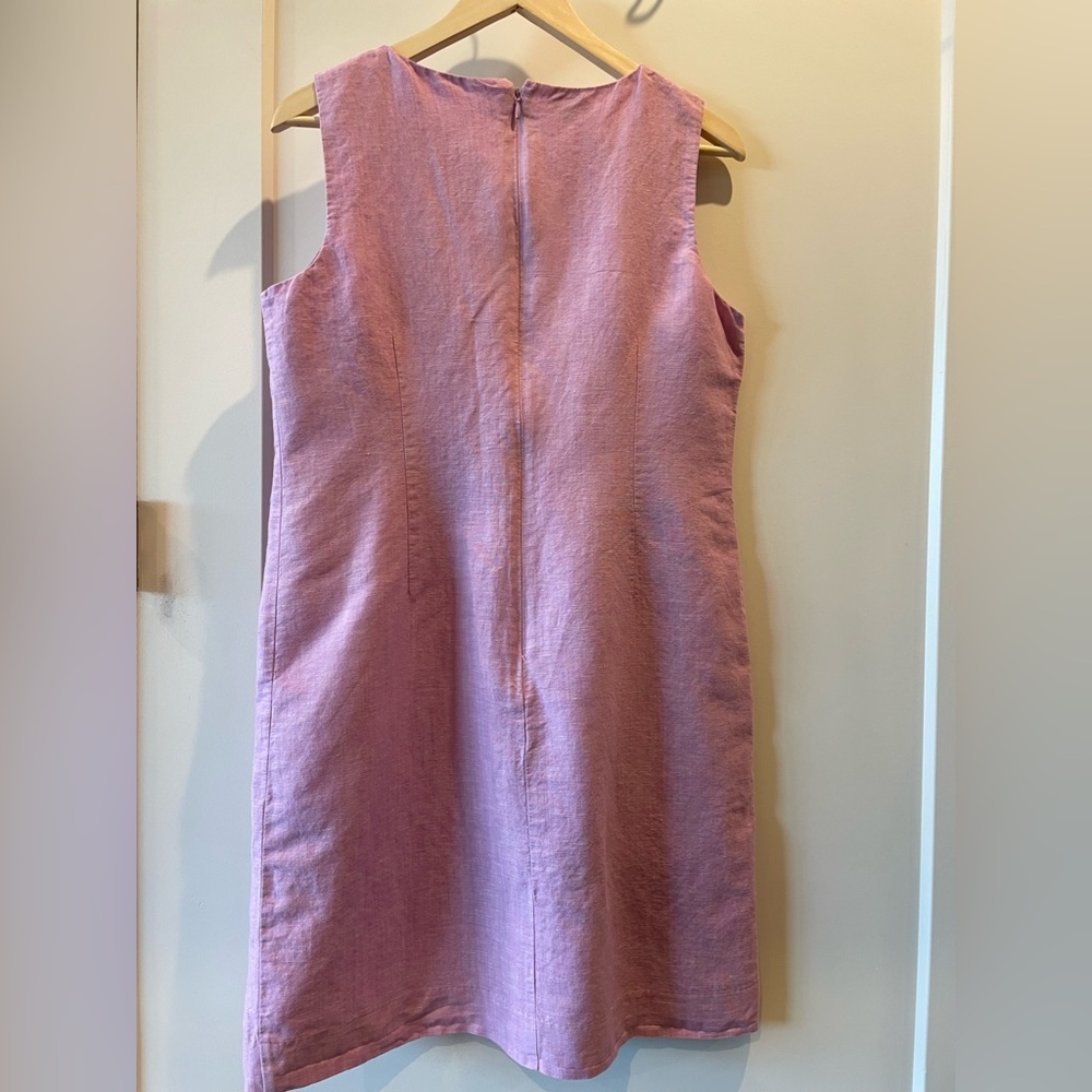 Talbots Linen and Cotton Pink Dress with White Detailing - Picture 8 of 9